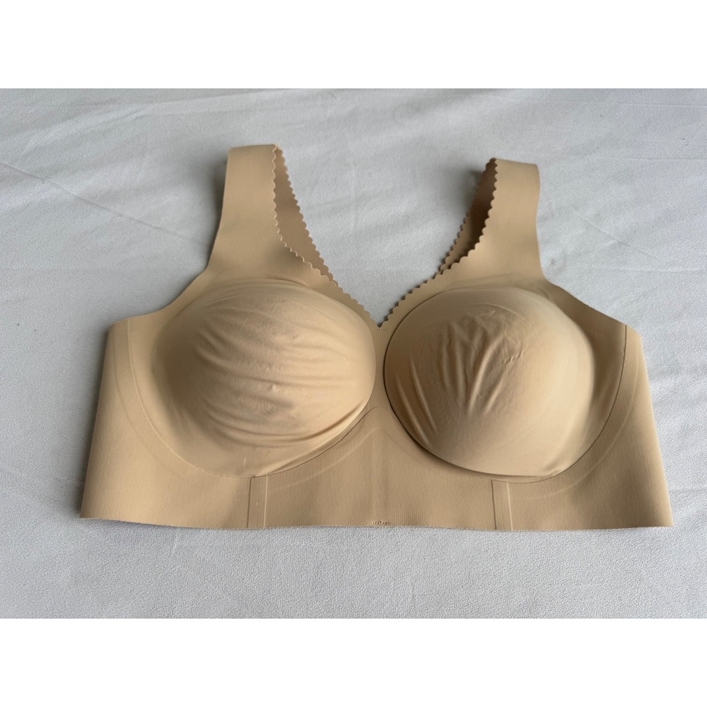Evelyn Bobbie Evelyn Bra Tan Nude Wireless Seamless Scalloped Comfort Large